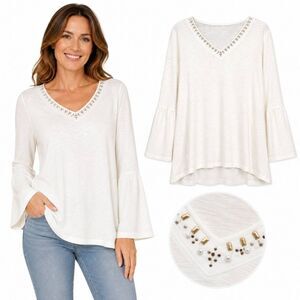 Cato White XL LS Top